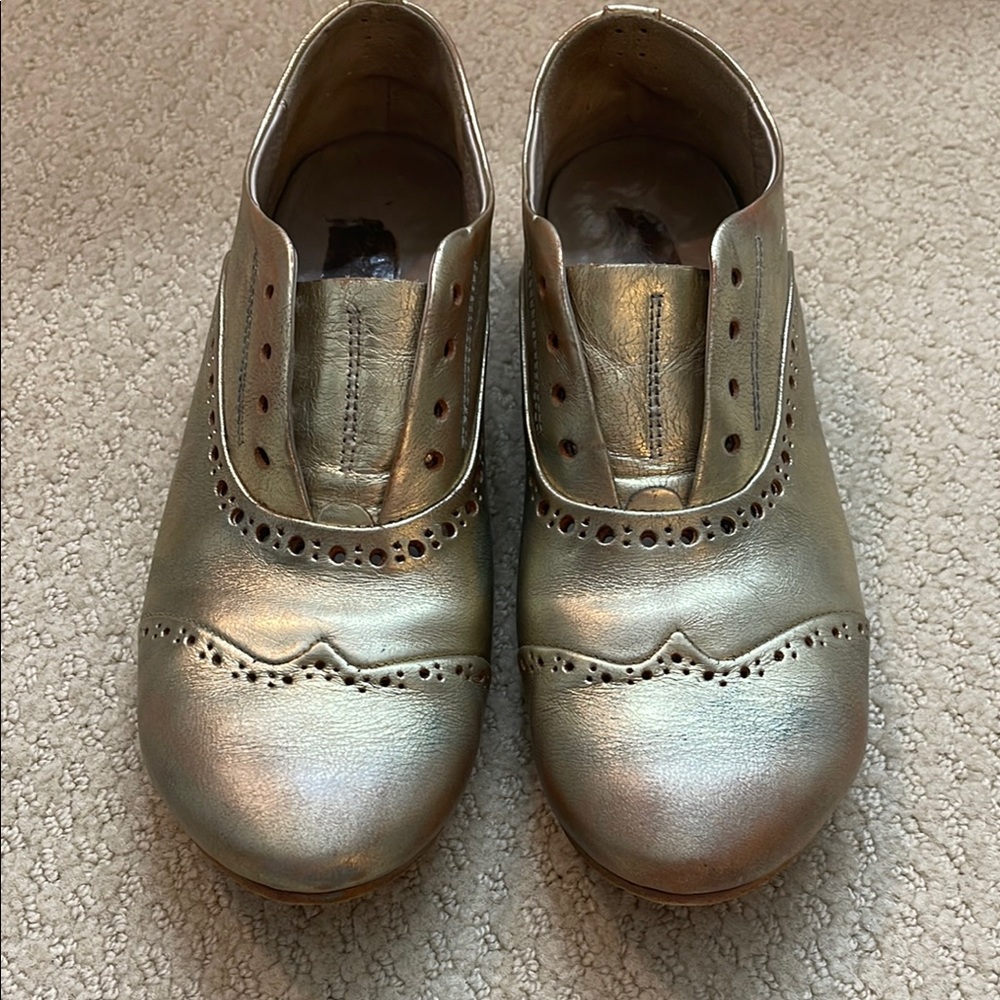 Marsell Gold Flats with Classic Loafer Design